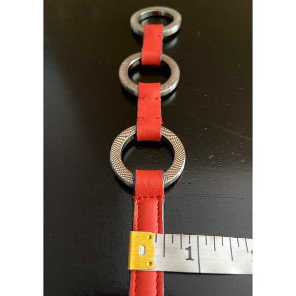 ANN TAYLOR Skinny Coral Leather Waist Belt w/Clasp Buckle sz L - Picture 7 of 8